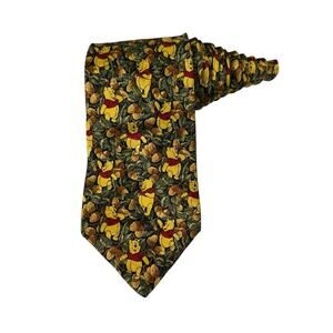 The Disney Store Winnie The Pooh Acorns Leaves Cartoon Vintage Novelty Necktie